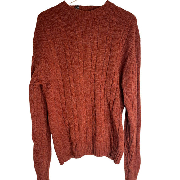 Vintage 70's The Denver Men's Crew Neck Cable Pullover Sweater 100% Merino Wool - Picture 1 of 5